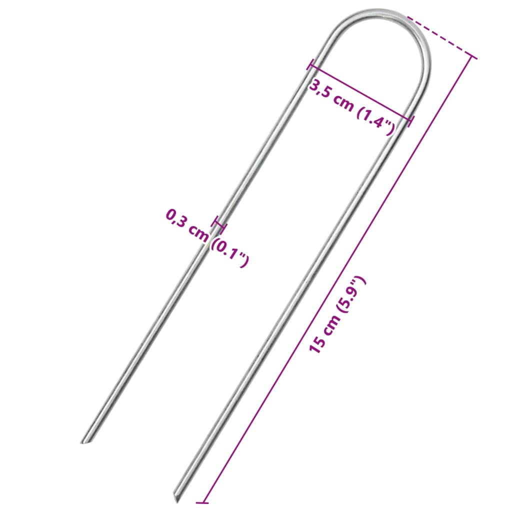 Picchetti da Terra a Forma di U 25pz 15x3,5 cm Acciaio Zincato
