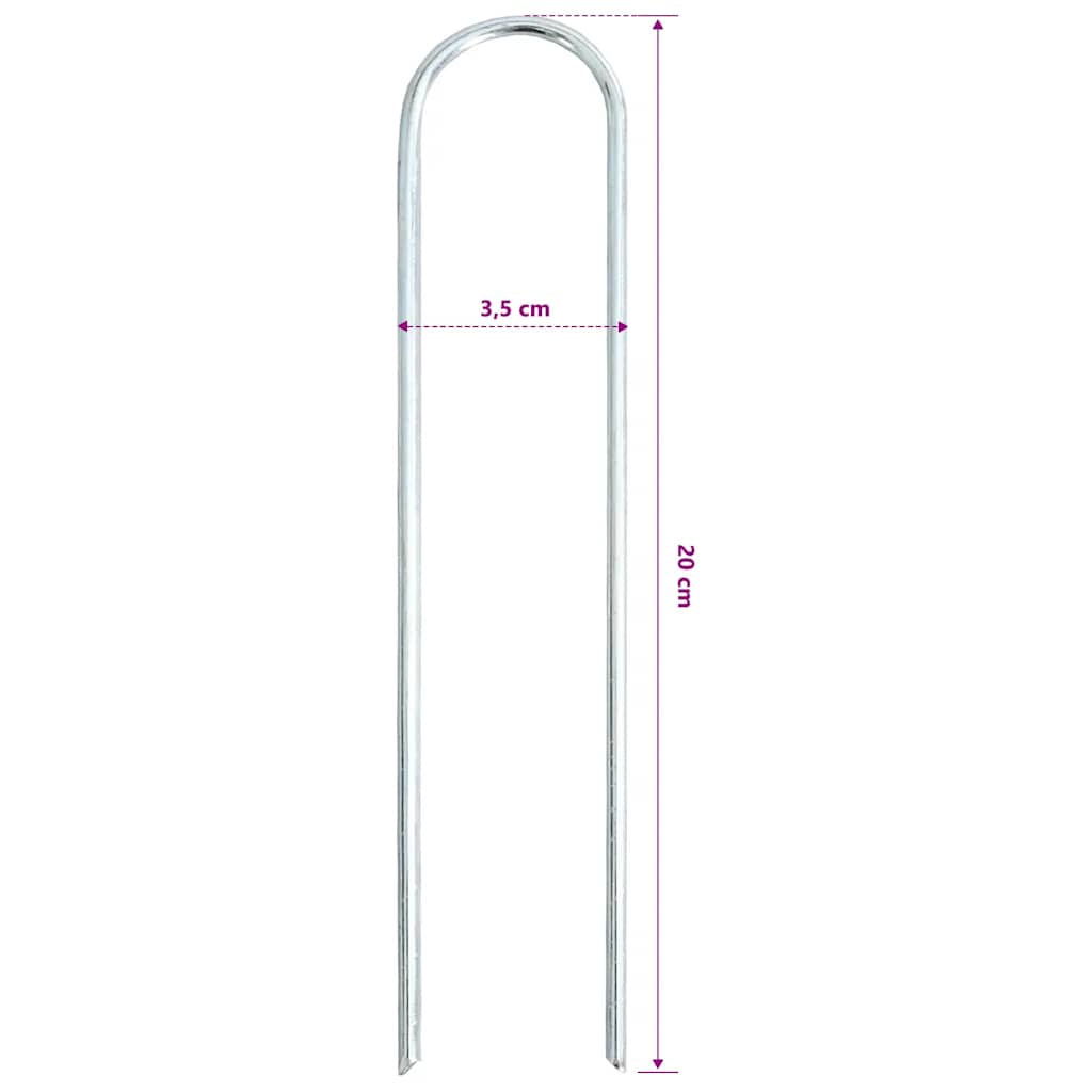 Picchetti da Terra a Forma di U 25 pz 20x3,5 cm Acciaio Zincato