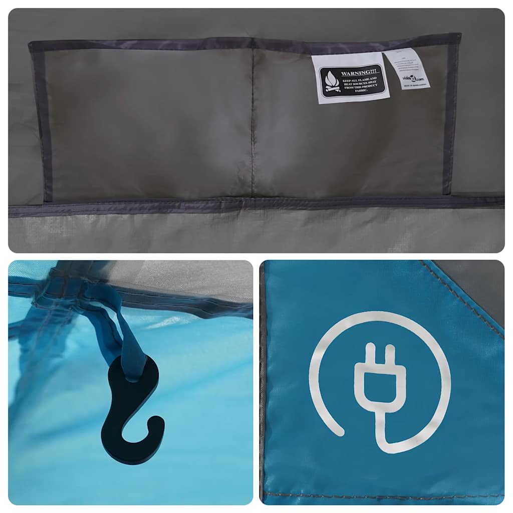 Tenda da Campeggio a Cupola per 4 Persone Blu Impermeabile