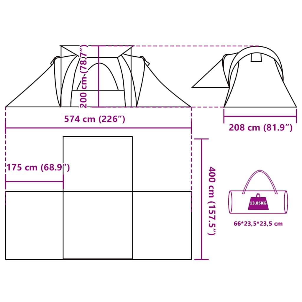 Tenda da Campeggio a Cupola 6 Persone Grigio e Arancione