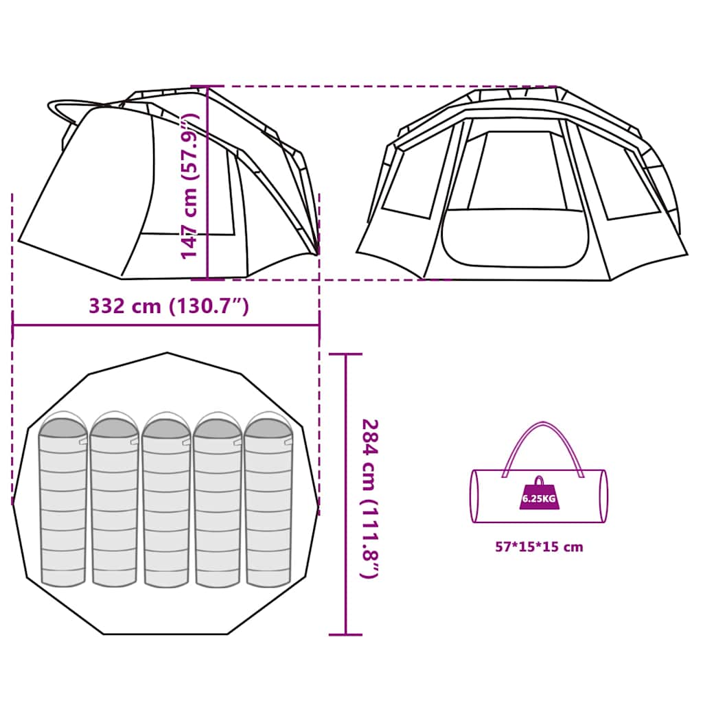 Tenda da Pesca per 5 Persone Mimetica Impermeabile