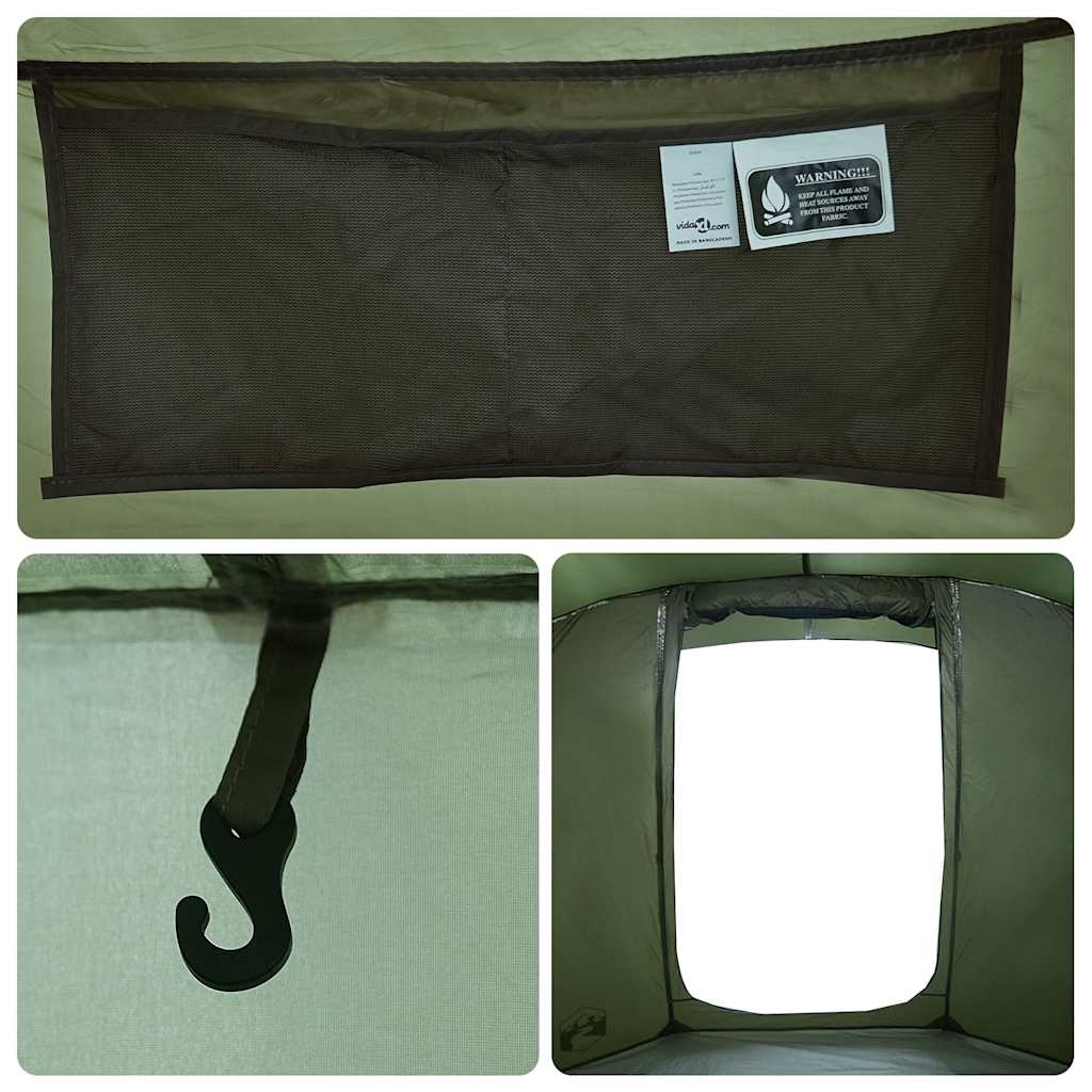 Tenda da Pesca per 4 Persone Verde Oliva Impermeabile