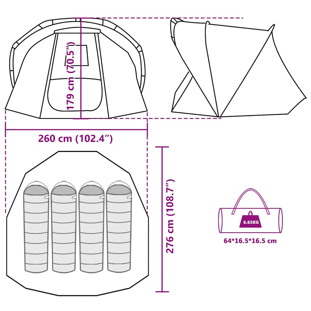 Tenda da Pesca per 4 Persone Marrone Impermeabile