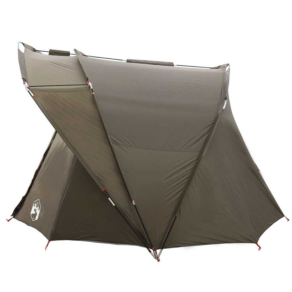 Tenda da Pesca per 4 Persone Marrone Impermeabile