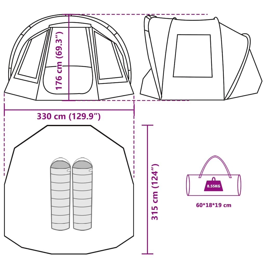 Tenda da Pesca per 2 Persone Marrone Impermeabile