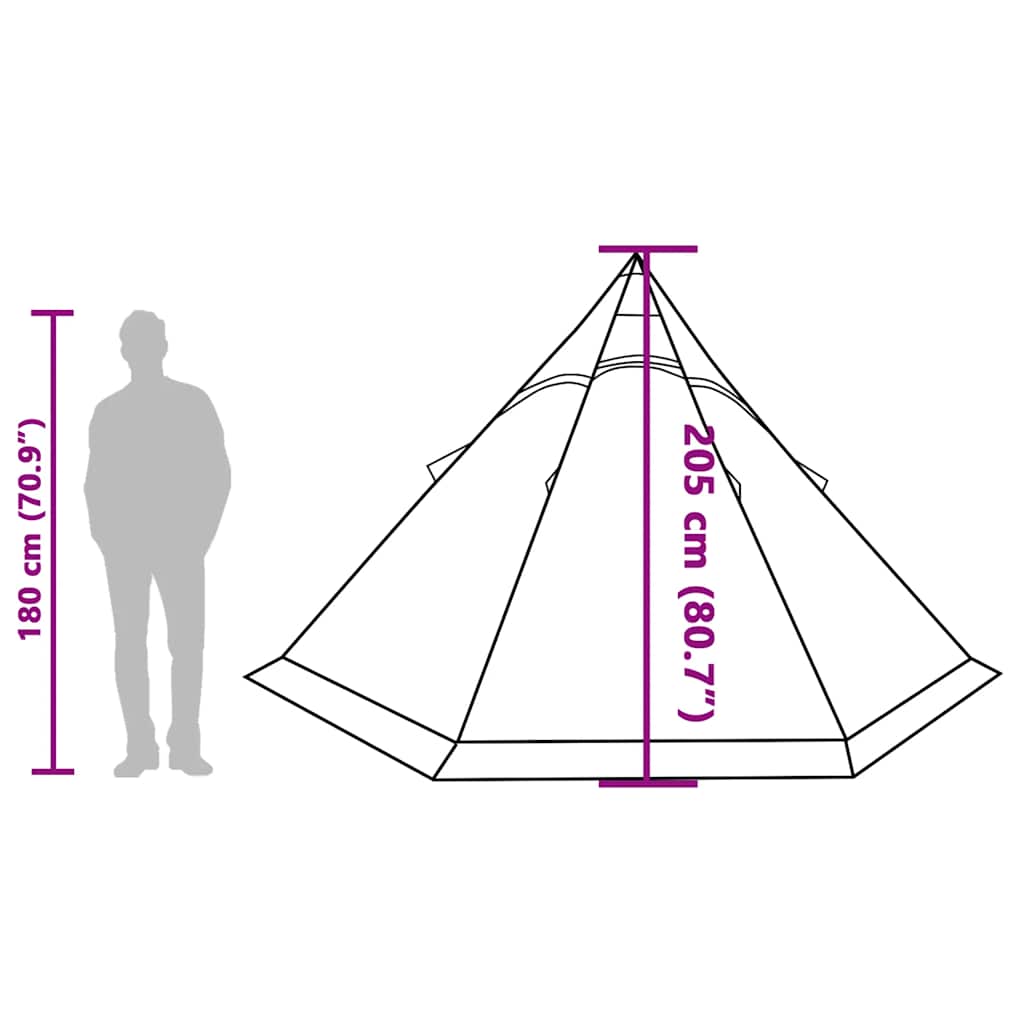 Tenda da Campeggio Tipi per 5 Persone Verde Impermeabile