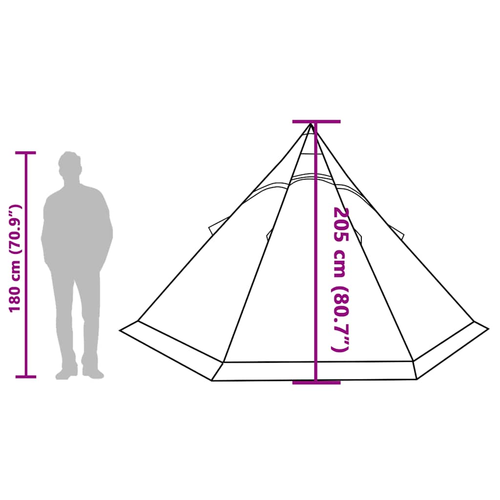 Tenda da Campeggio Tipi per 5 Persone Grigia Impermeabile
