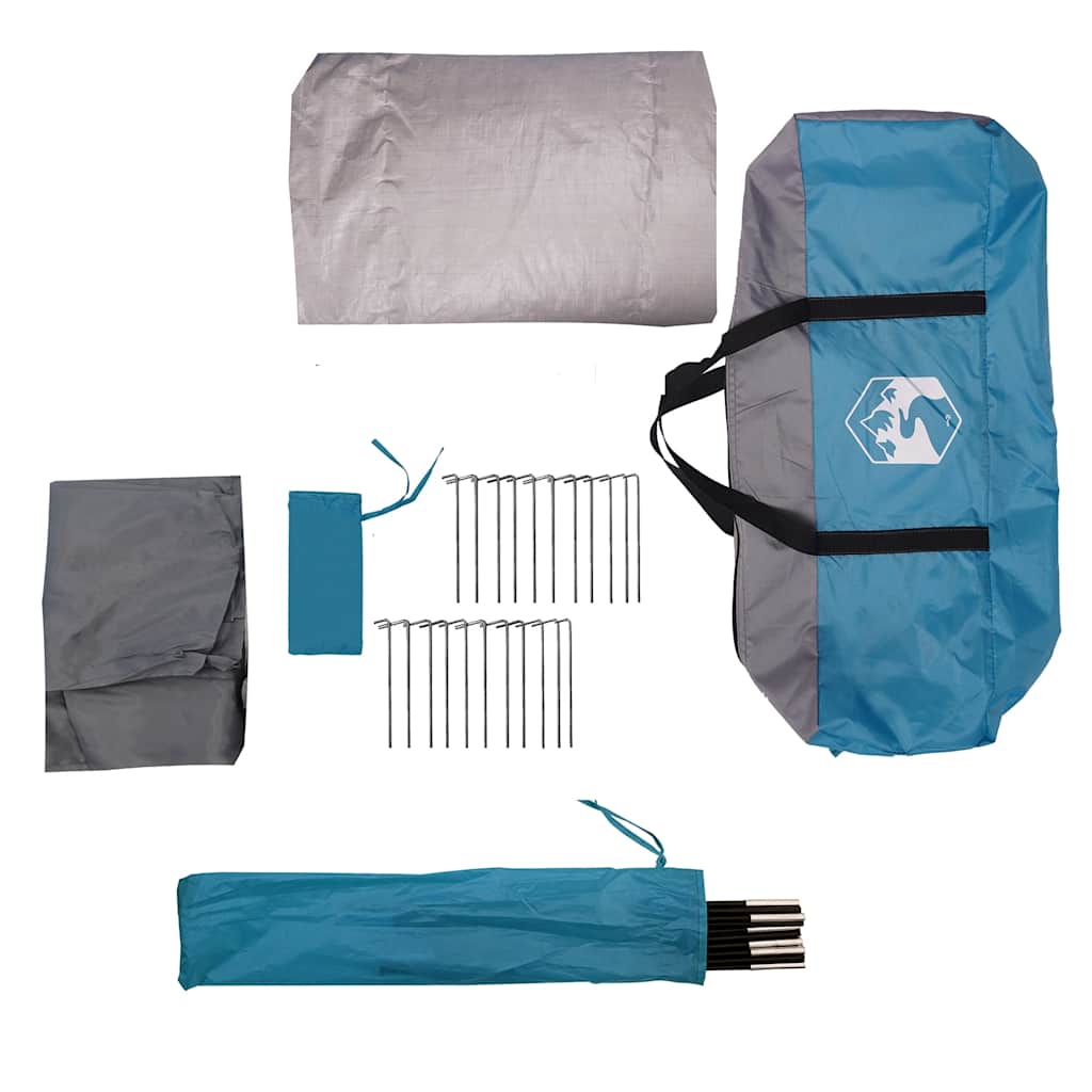 Tenda Familiare a Tunnel per 6 Persone Blu Impermeabile