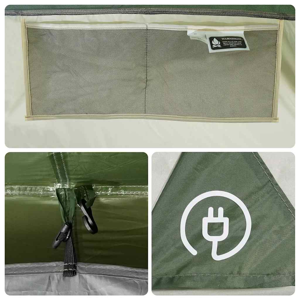 Tenda da Campeggio a Tunnel per 5 Persone Verde Impermeabile