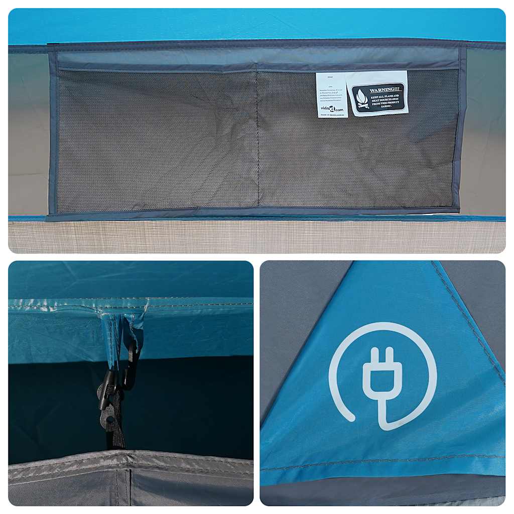 Tenda da Campeggio a Tunnel per 5 Persone Blu Impermeabile