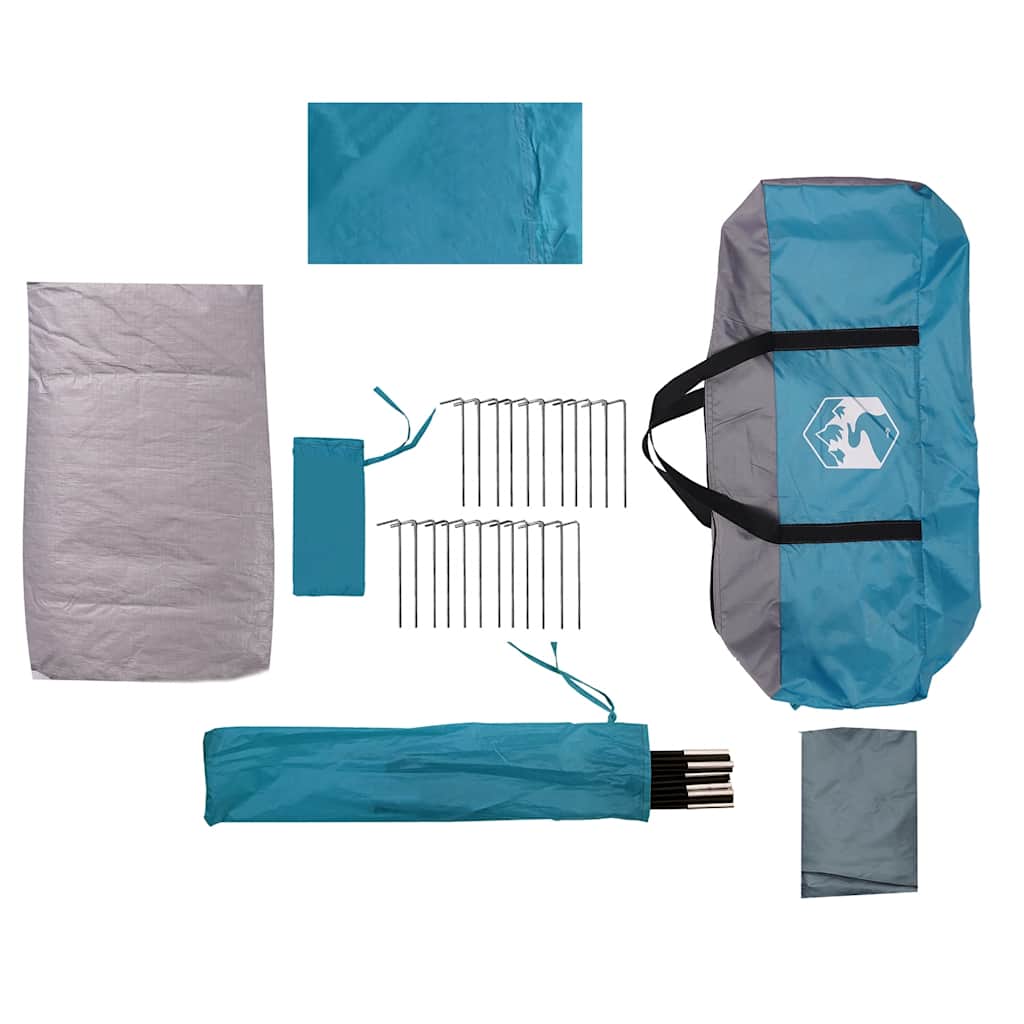 Tenda da Campeggio a Tunnel per 5 Persone Blu Impermeabile