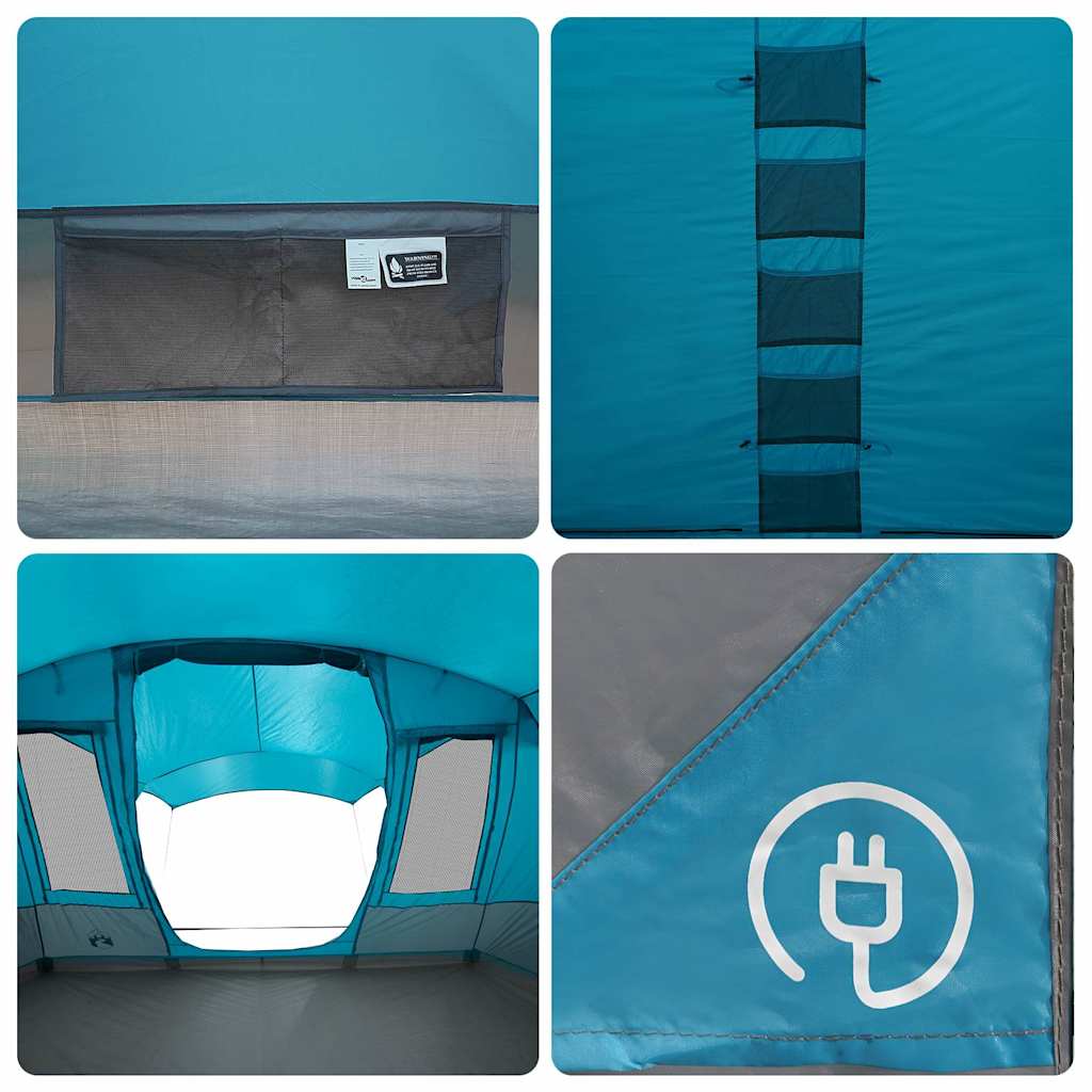Tenda da Campeggio a Tunnel per 5 Persone Blu Impermeabile
