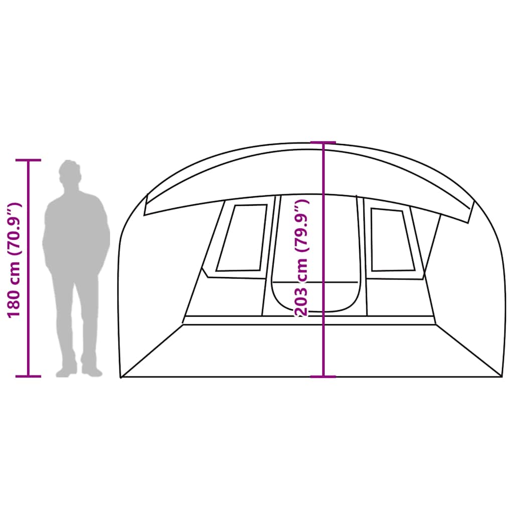 Tenda da Campeggio a Tunnel per 5 Persone Grigio e Arancione