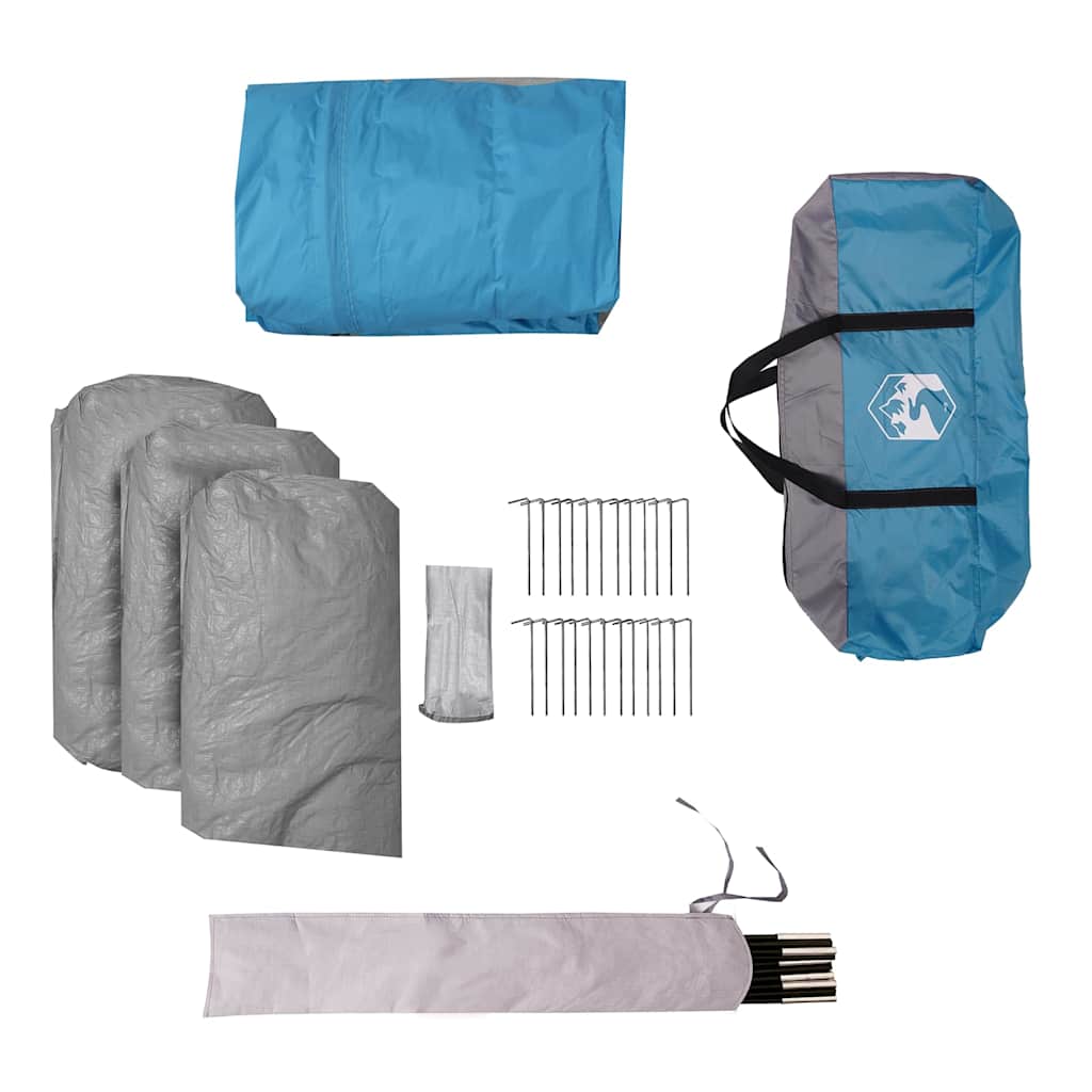 Tenda da Campeggio a Cupola per 4 Persone Blu Impermeabile