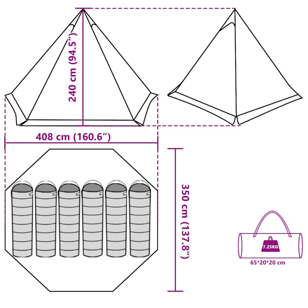 Tenda Familiare Tipi per 6 Persone Blu Impermeabile