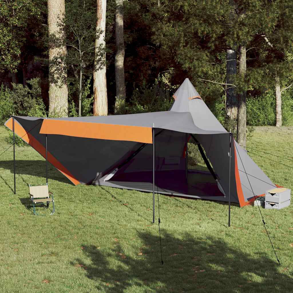 Tenda Familiare Tipi 8 Persone Grigia e Arancione Impermeabile