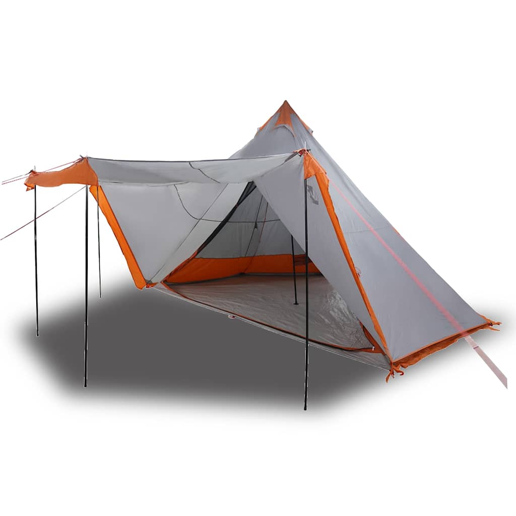 Tenda Familiare Tipi 8 Persone Grigia e Arancione Impermeabile