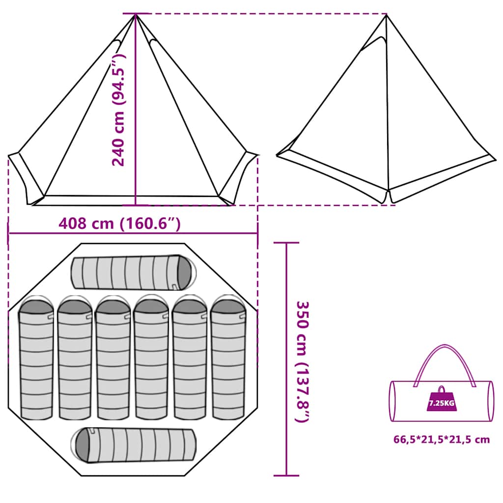 Tenda Familiare Tipi 8 Persone Bianca Tessuto Impermeabile