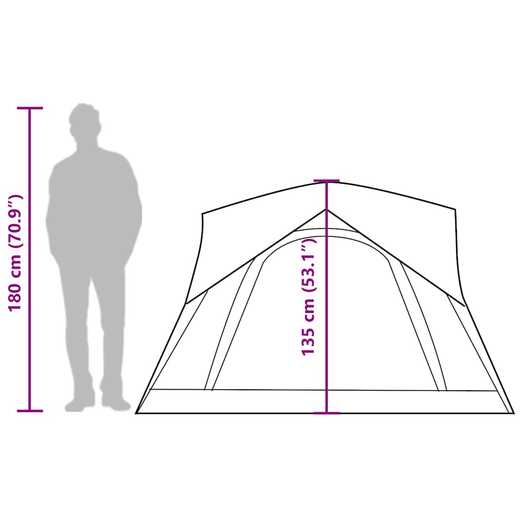 Tenda da Campeggio a Cabina per 4 Persone Blu Impermeabile