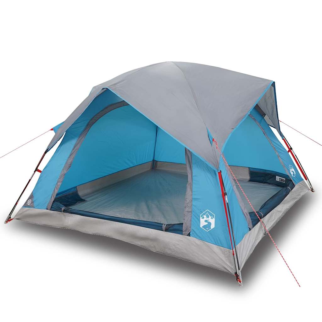 Tenda da Campeggio a Cabina per 4 Persone Blu Impermeabile