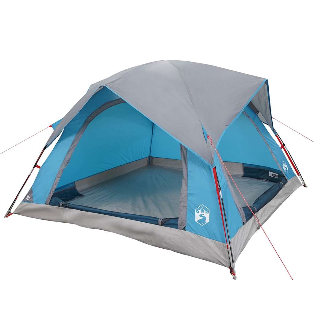 Tenda da Campeggio a Cabina per 4 Persone Blu Impermeabile