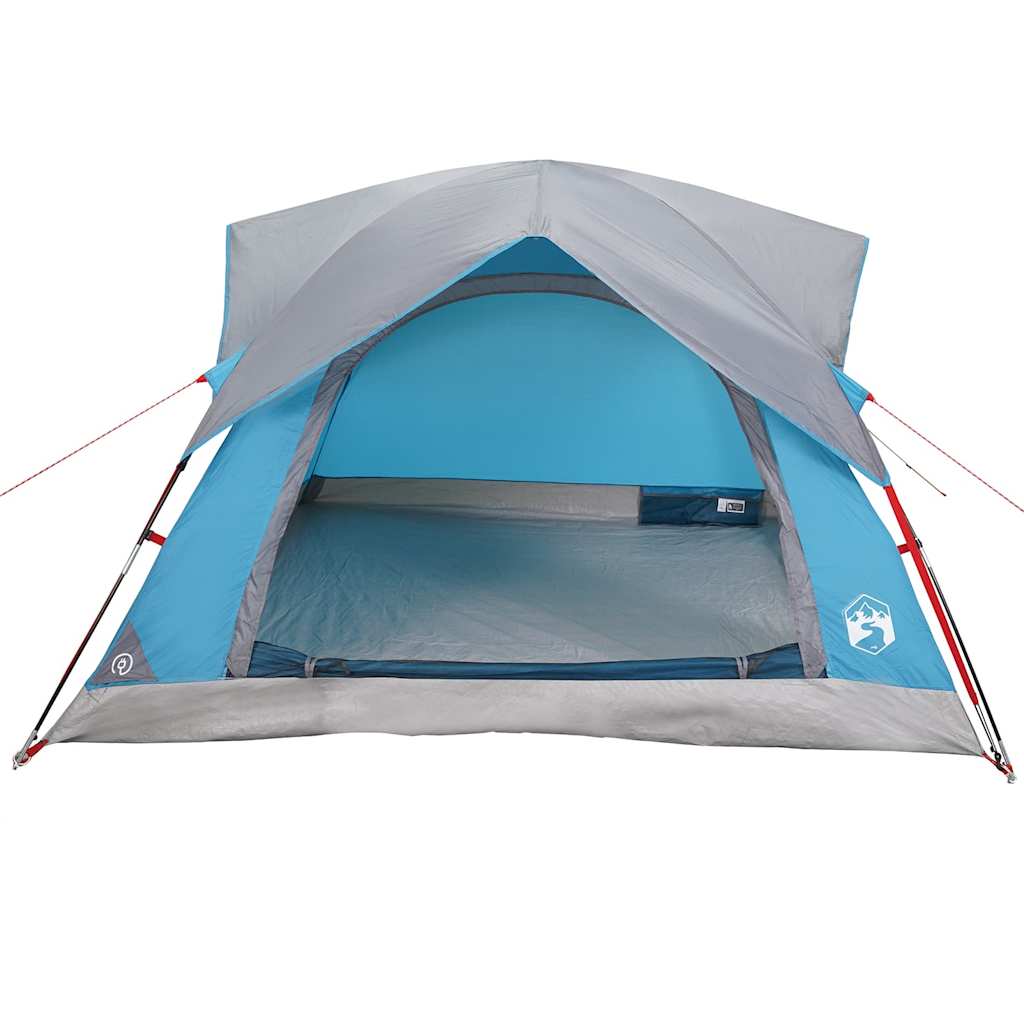 Tenda da Campeggio a Cabina per 4 Persone Blu Impermeabile