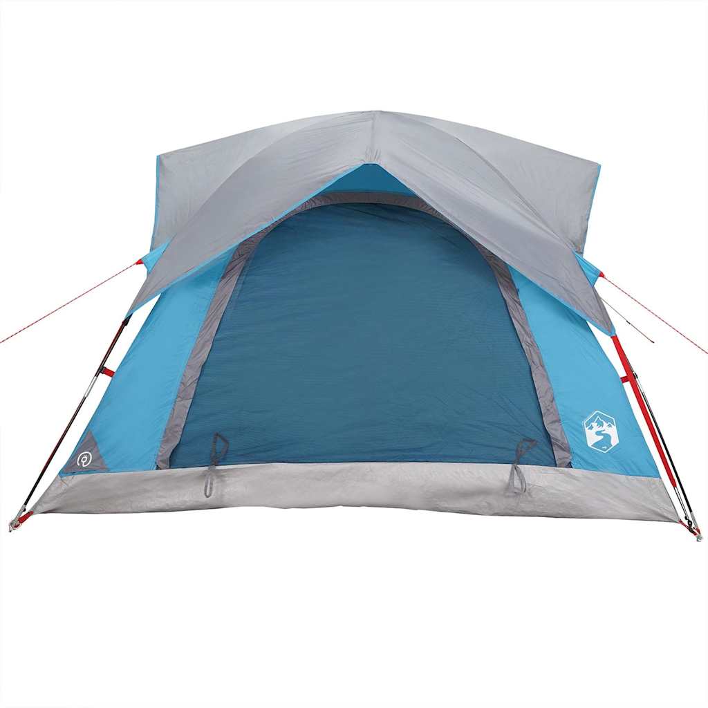 Tenda da Campeggio a Cabina per 4 Persone Blu Impermeabile