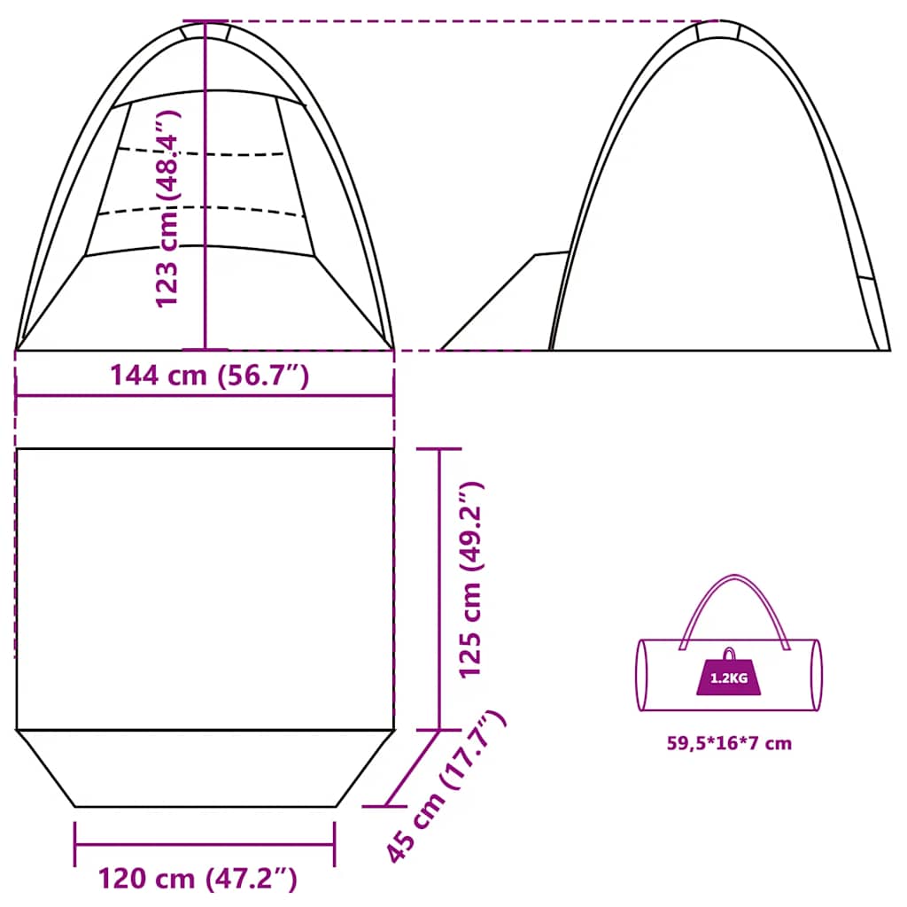 Tenda da Spiaggia 3 Persone Azzurra Impermeabile