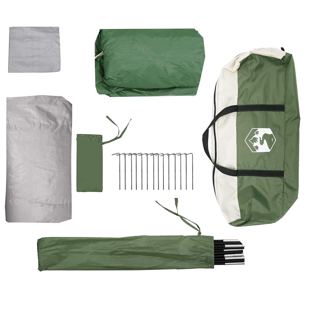Tenda Familiare a Tunnel per 6 Persone Verde Impermeabile