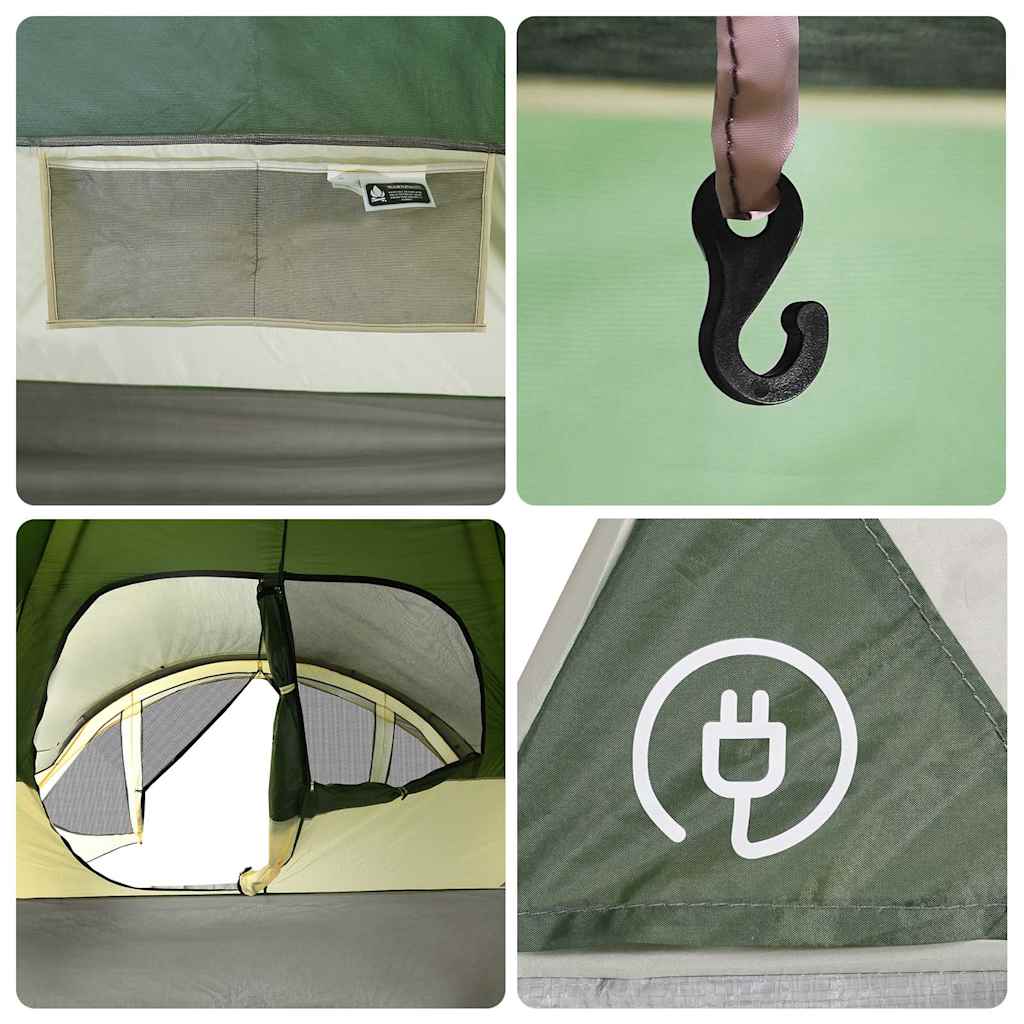 Tenda Familiare a Tunnel per 6 Persone Verde Impermeabile