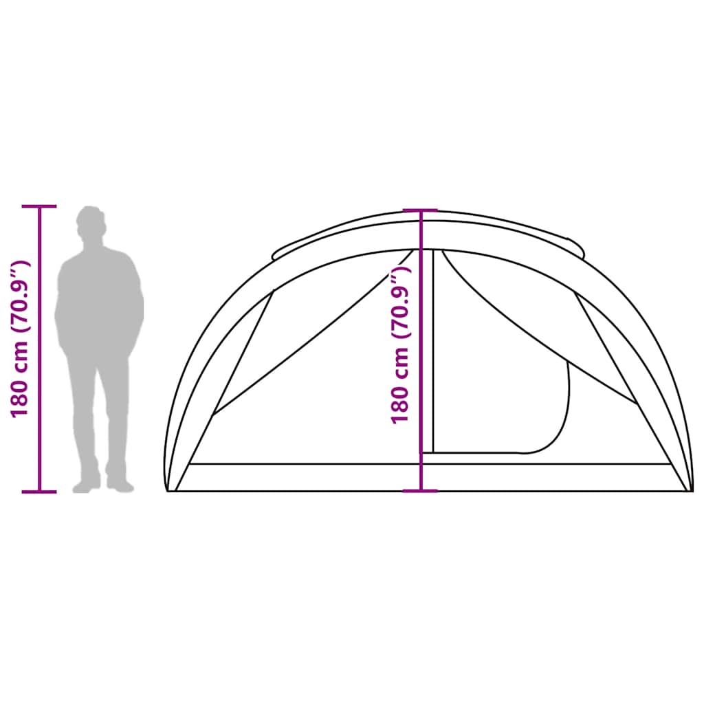 Tenda Familiare a Tunnel per 6 Persone Verde Impermeabile