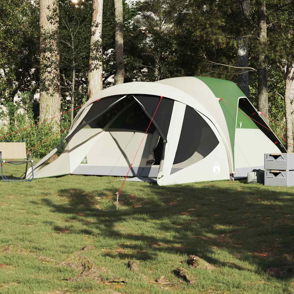 Tenda Familiare a Tunnel per 6 Persone Verde Impermeabile