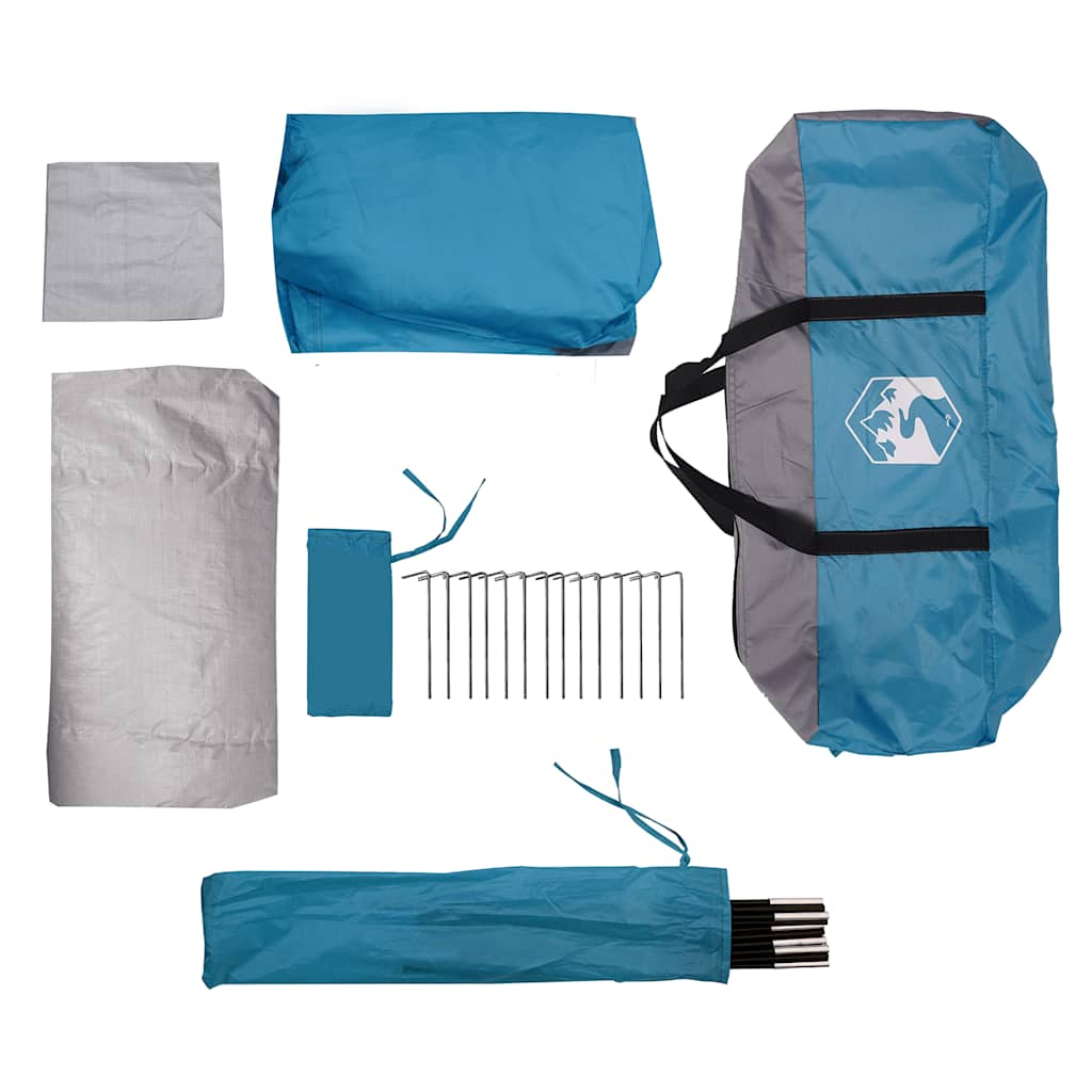 Tenda Familiare a Tunnel per 6 Persone Blu Impermeabile