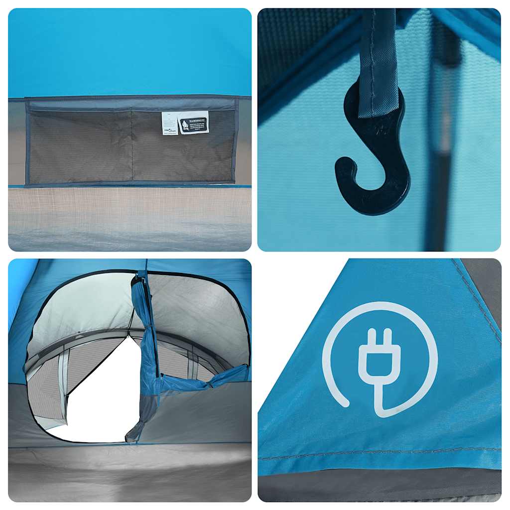 Tenda Familiare a Tunnel per 6 Persone Blu Impermeabile