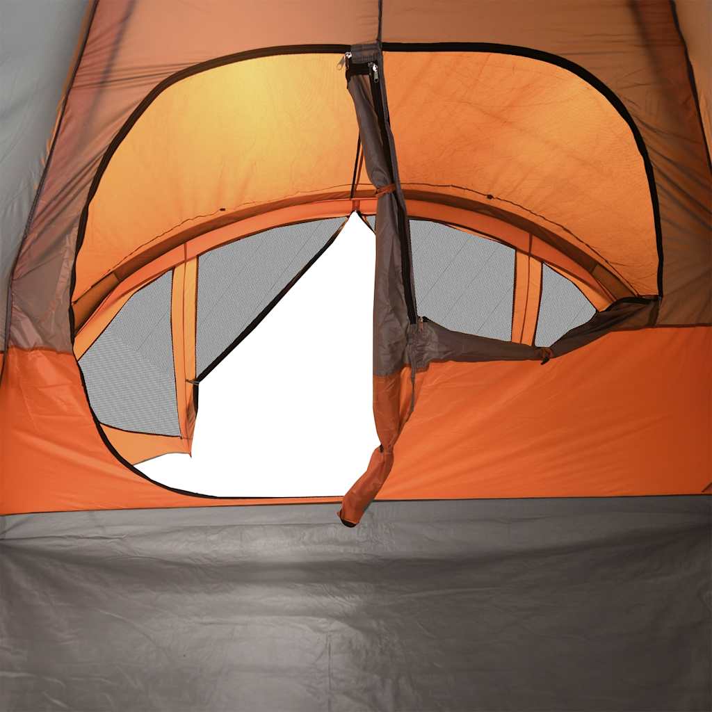 Tenda Familiare a Tunnel 6Persone Grigia Arancione Impermeabile