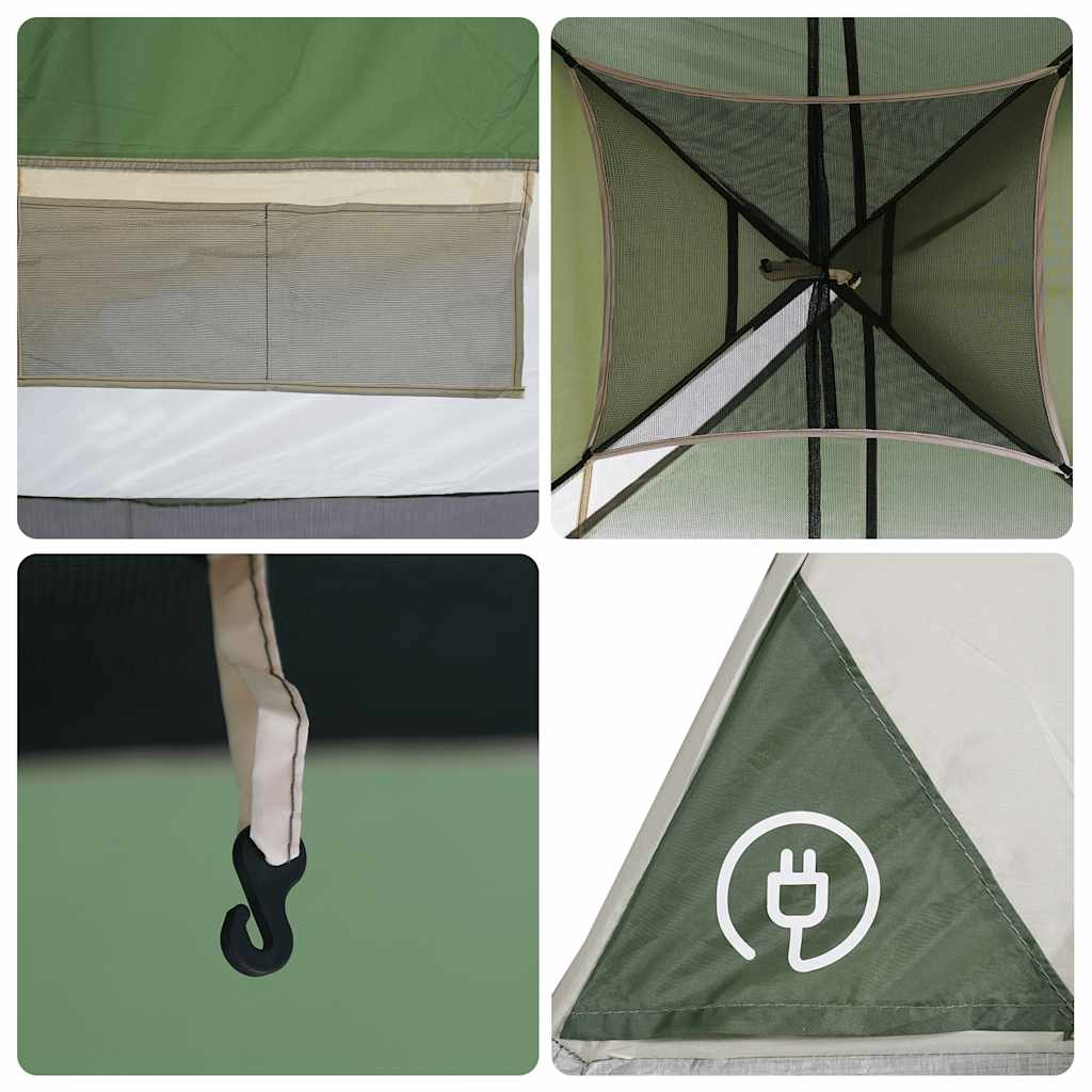 Tenda da Campeggio a Cupola per 6 Persone Verde Impermeabile