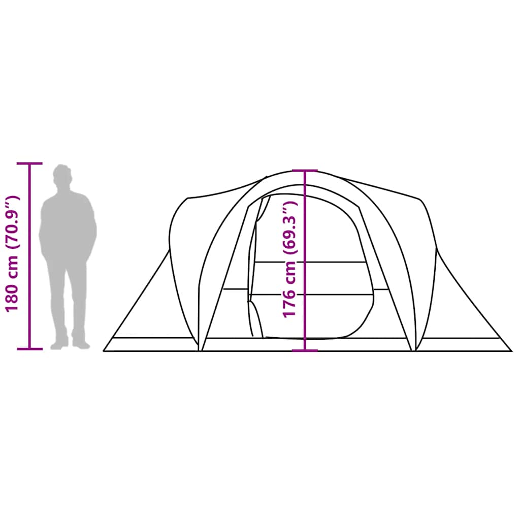 Tenda da Campeggio a Cupola per 6 Persone Verde Impermeabile