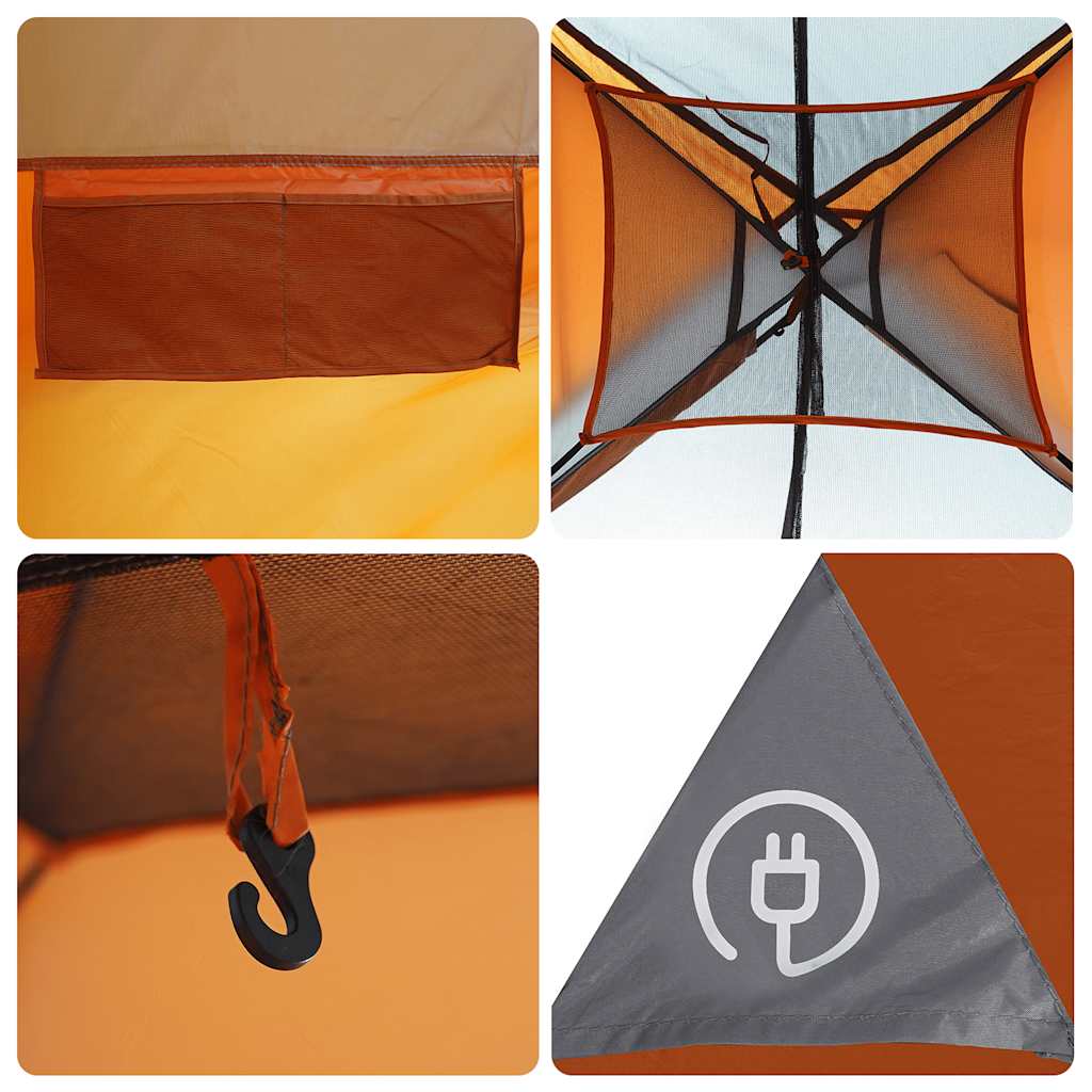 Tenda da Campeggio a Cupola 6 Persone Grigio e Arancione