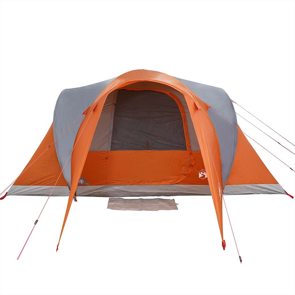 Tenda da Campeggio a Cupola 6 Persone Grigio e Arancione
