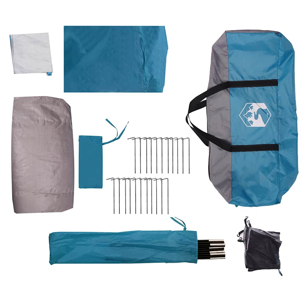 Tenda da Campeggio a Cupola per 4 Persone Blu Impermeabile