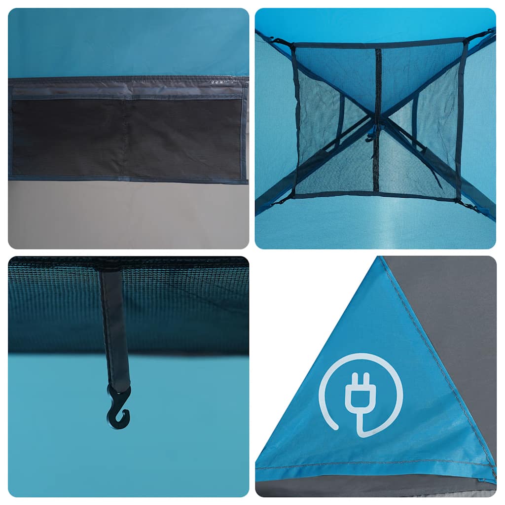 Tenda da Campeggio a Cupola per 4 Persone Blu Impermeabile