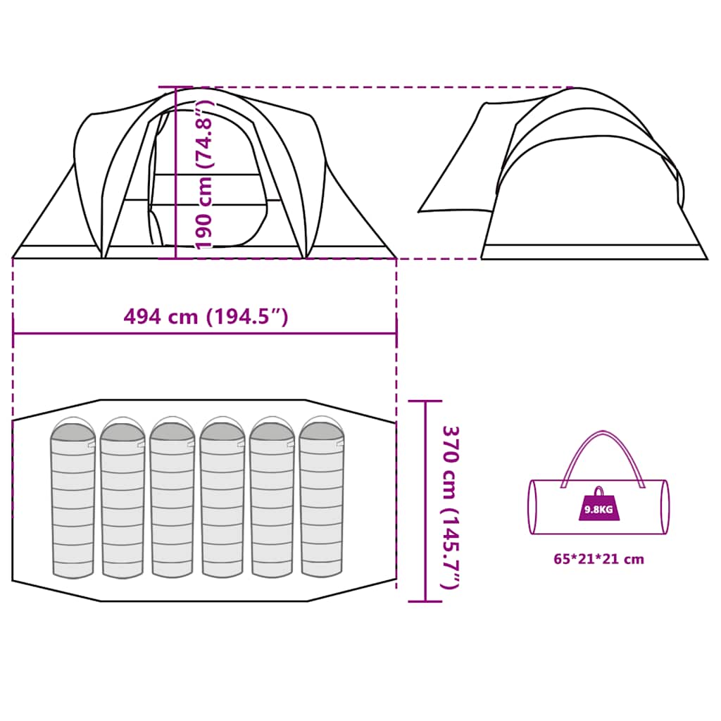 Tenda da Campeggio a Cupola per 4 Persone Blu Impermeabile