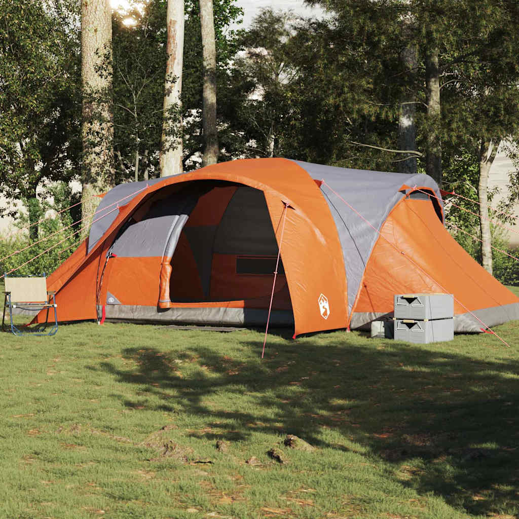 Tenda da Campeggio a Cupola 6 Persone Grigio e Arancione
