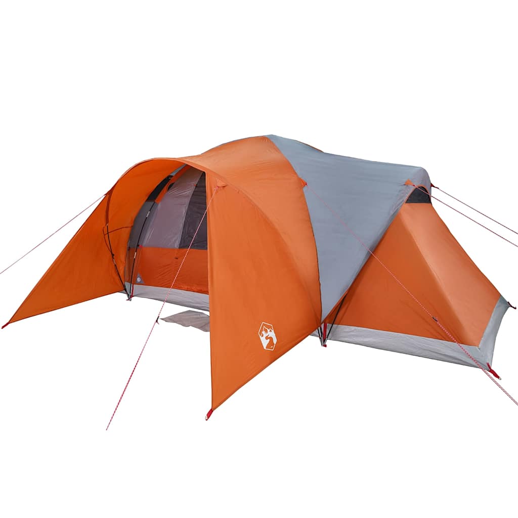 Tenda da Campeggio a Cupola 6 Persone Grigio e Arancione
