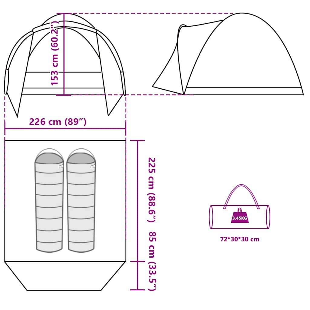 Tenda da Pesca per 2 Persone Marrone Impermeabile