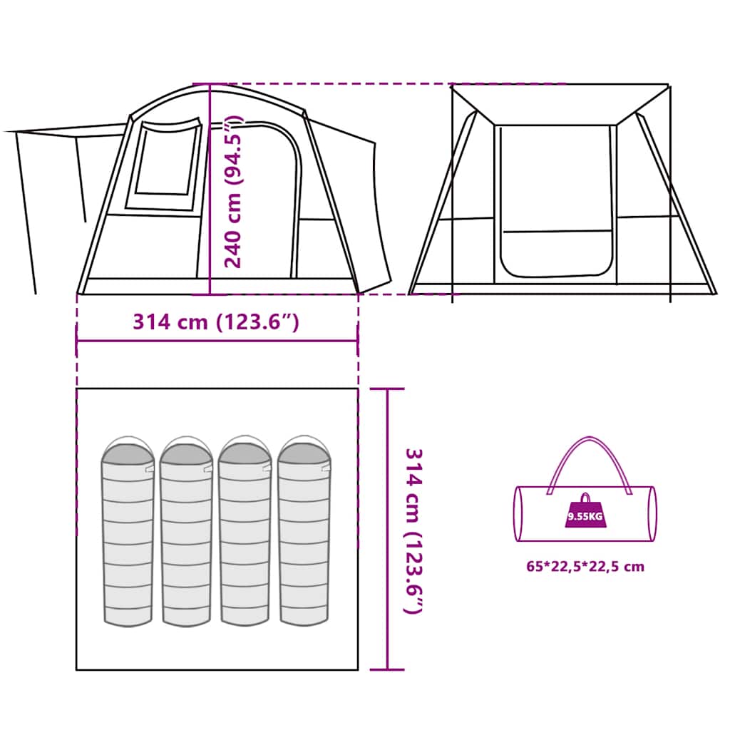 Tenda da Campeggio da Auto per 4 Persone Blu Impermeabile