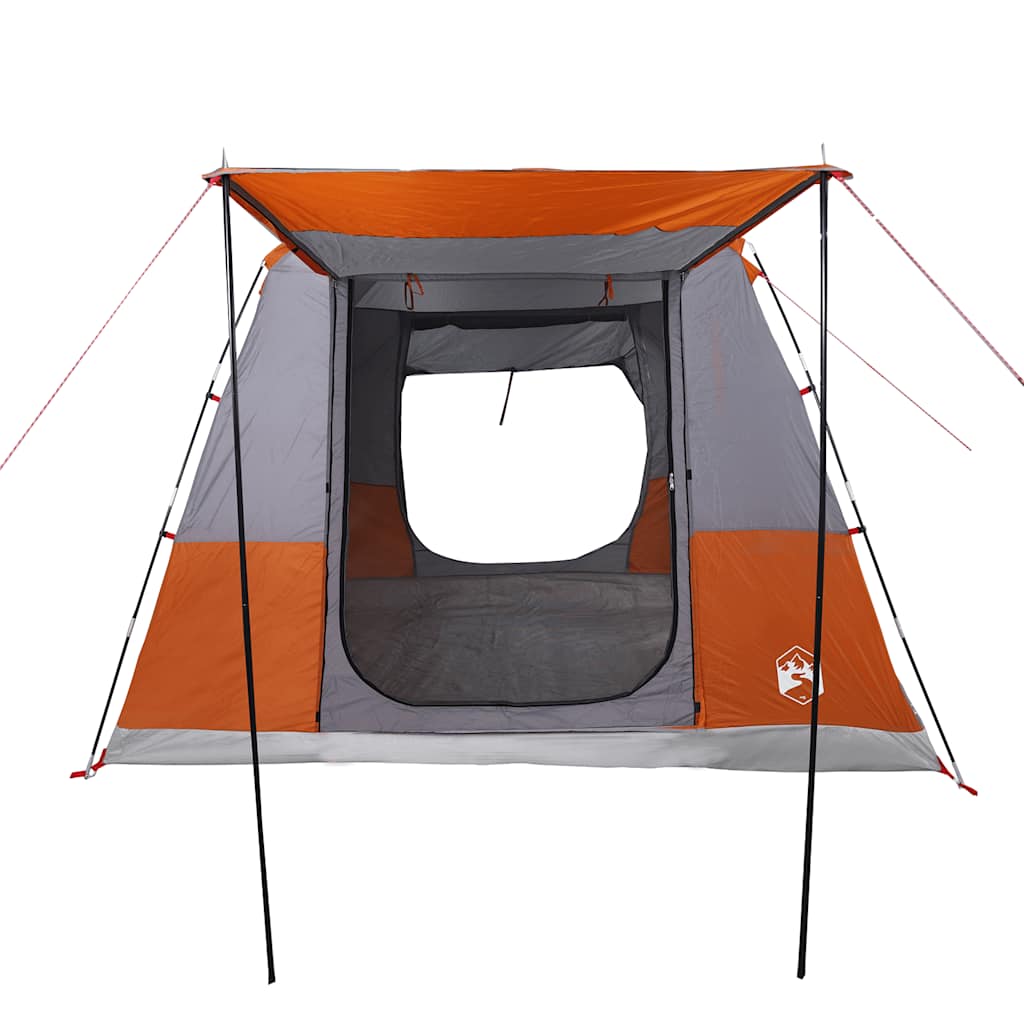Tenda da Campeggio 4 Persone Grigio e Arancione Impermeabile