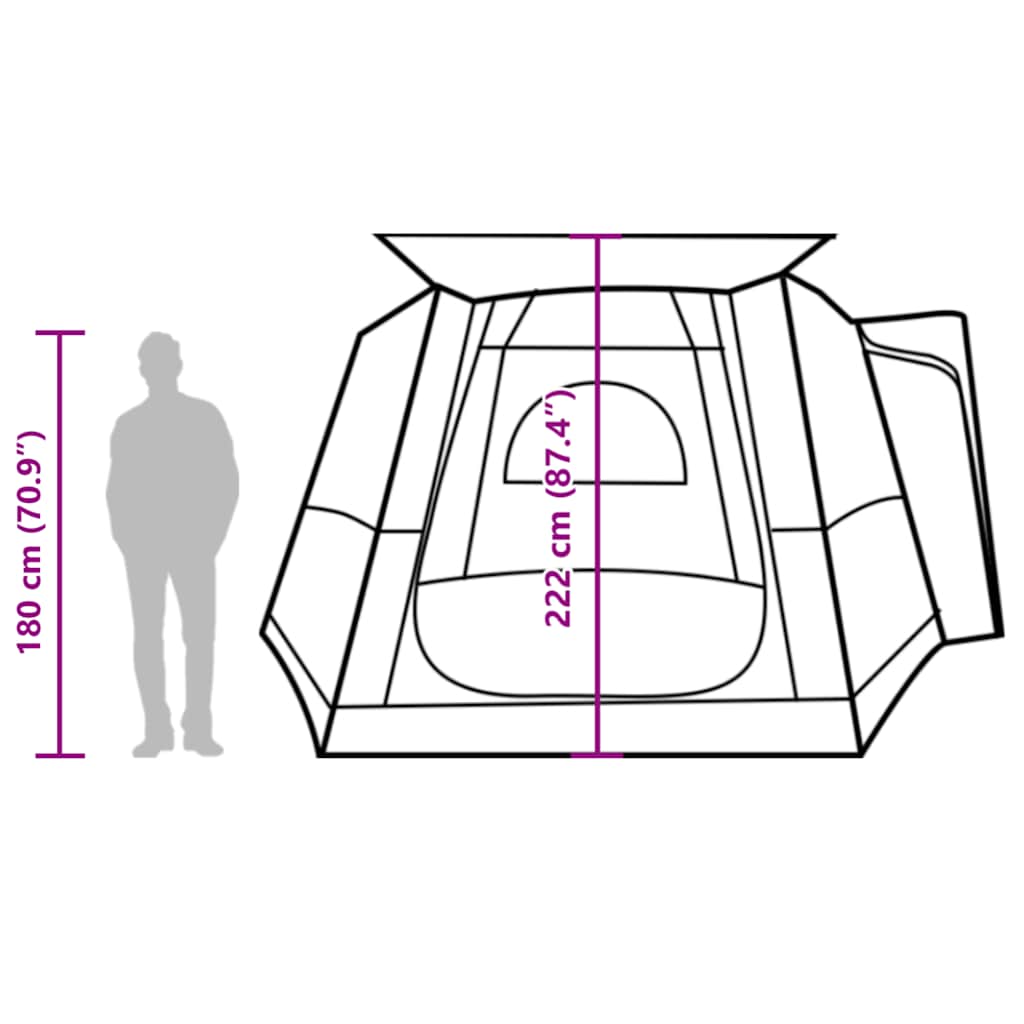 Tenda da Campeggio per Auto per 4 Persone Verde Impermeabile