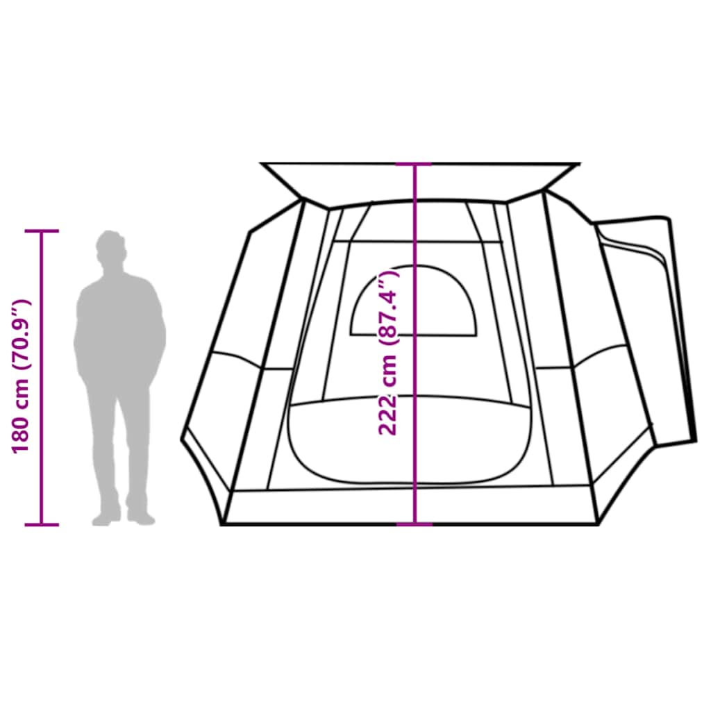 Tenda da Campeggio 4 Persone Grigio e Arancione Impermeabile
