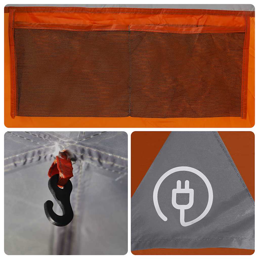 Tenda da Campeggio 4 Persone Grigio e Arancione Impermeabile
